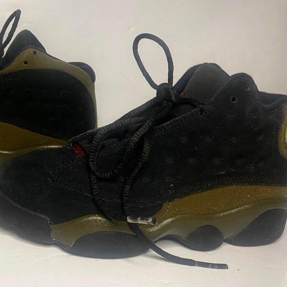 Kids Air Jordan Retro 13 Running Shoes- Black/Olive- Size 1Y - Picture 1 of 7